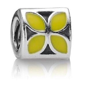 RETIRED Pandora yellow enameled flower charm